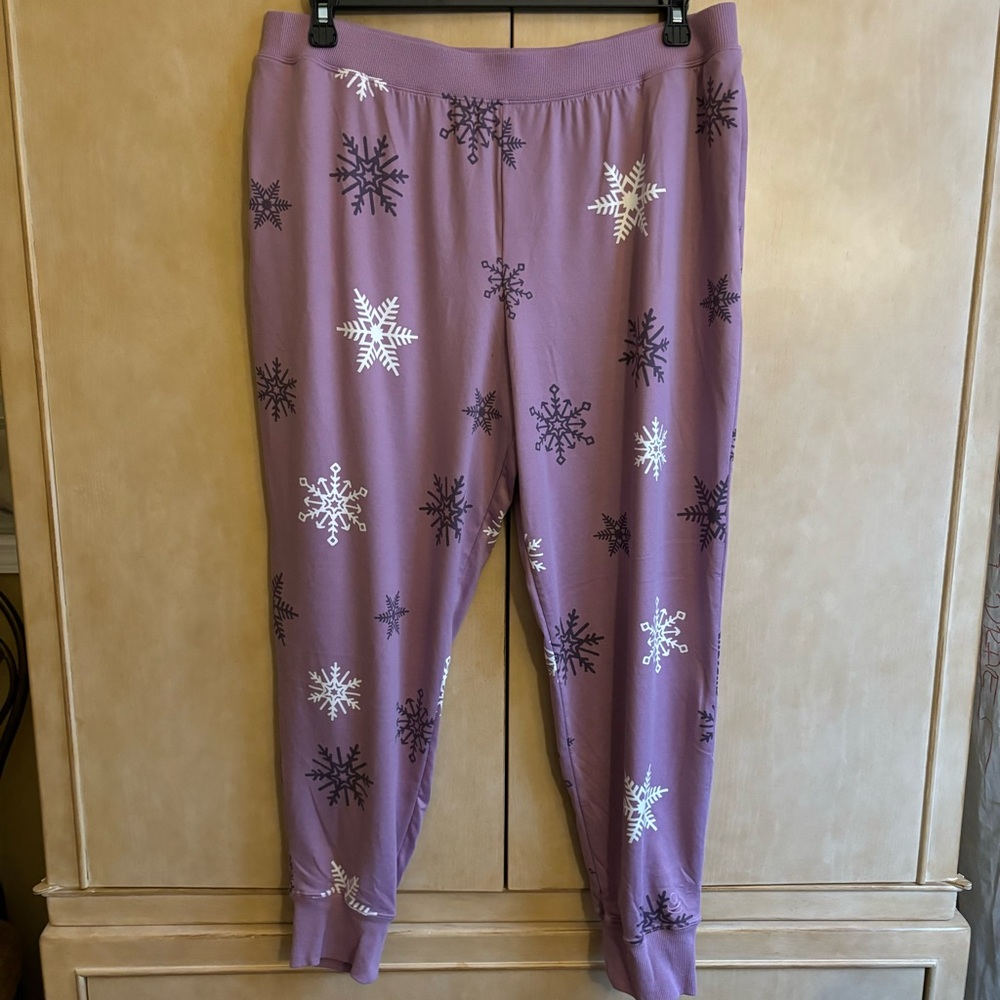 New Cuddl Duds Petite XL Jogger PJ Pants Purple and Gray